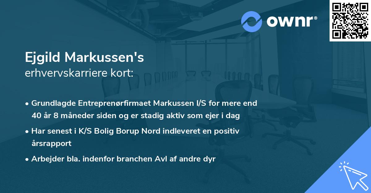 Ejgild Markussen's erhvervskarriere kort