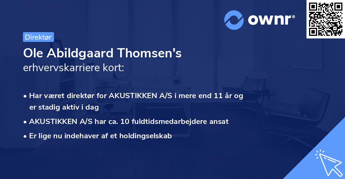 Ole Abildgaard Thomsen's erhvervskarriere kort