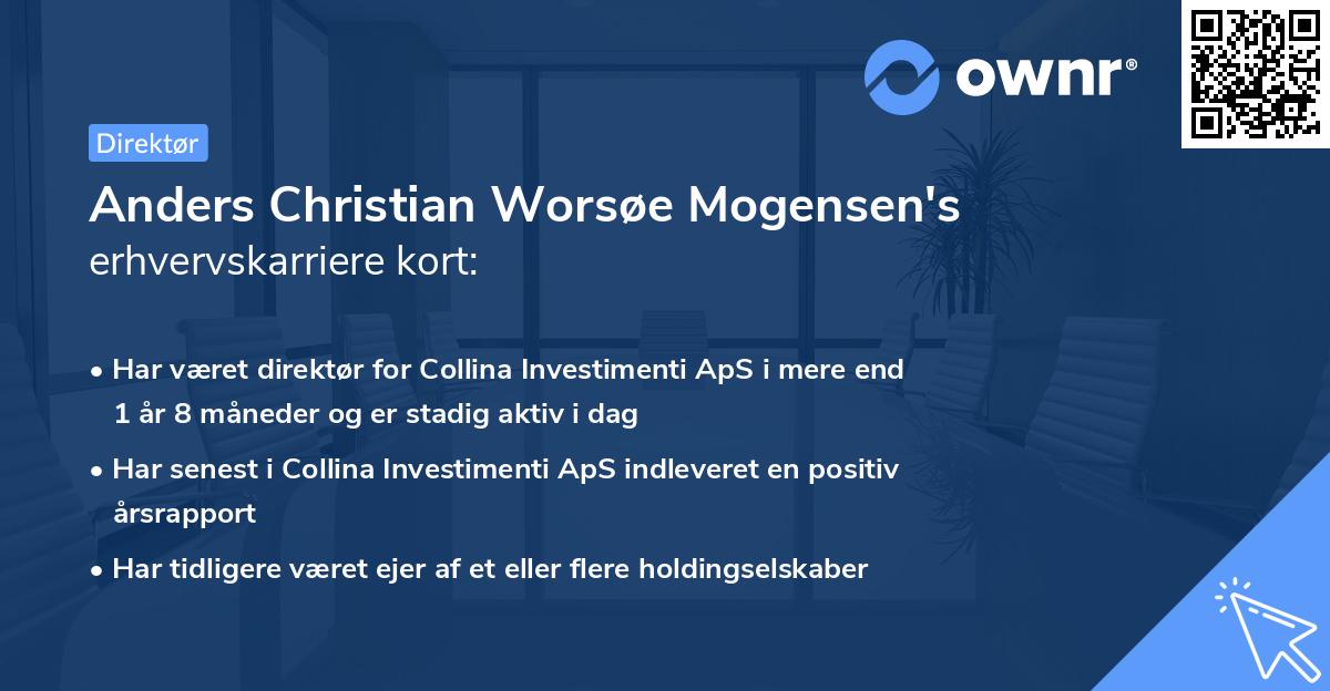 Anders Christian Worsøe Mogensen's erhvervskarriere kort