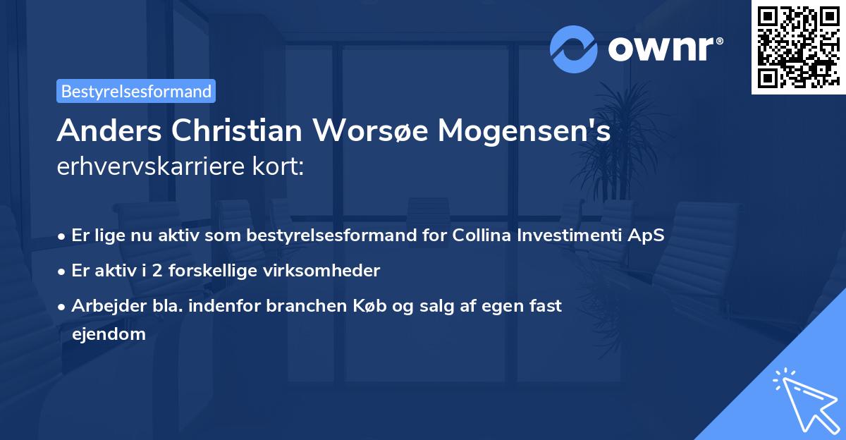 Anders Christian Worsøe Mogensen's erhvervskarriere kort