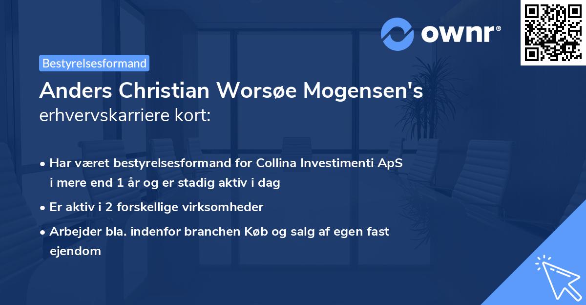 Anders Christian Worsøe Mogensen's erhvervskarriere kort