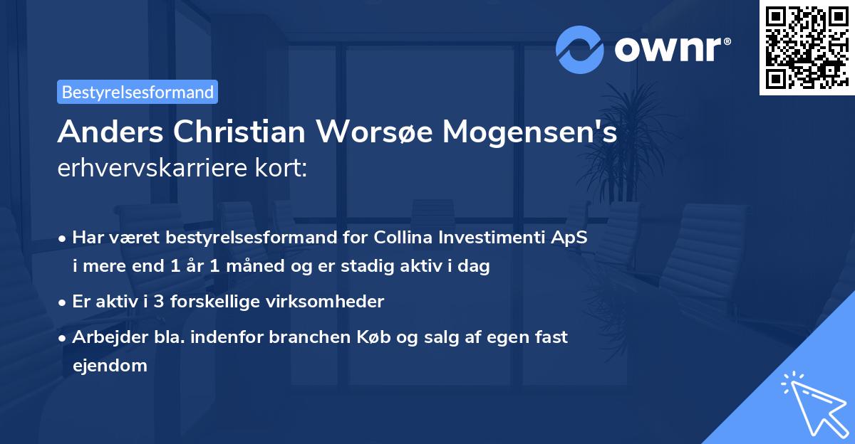 Anders Christian Worsøe Mogensen's erhvervskarriere kort