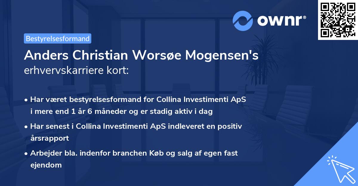 Anders Christian Worsøe Mogensen's erhvervskarriere kort