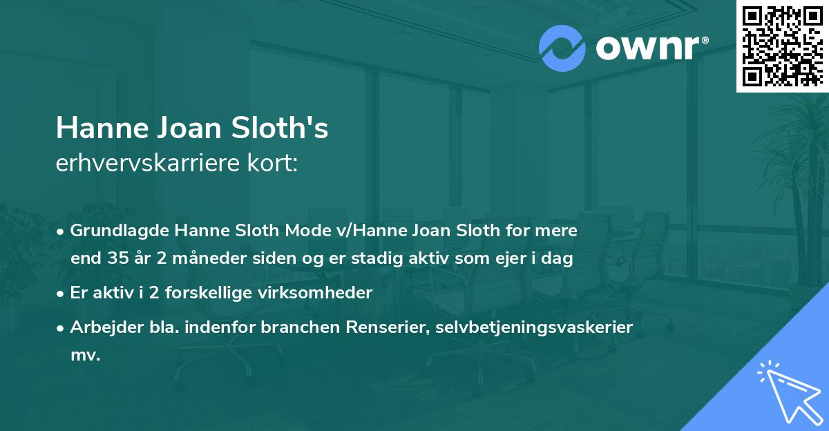 Hanne Joan Sloth's erhvervskarriere kort