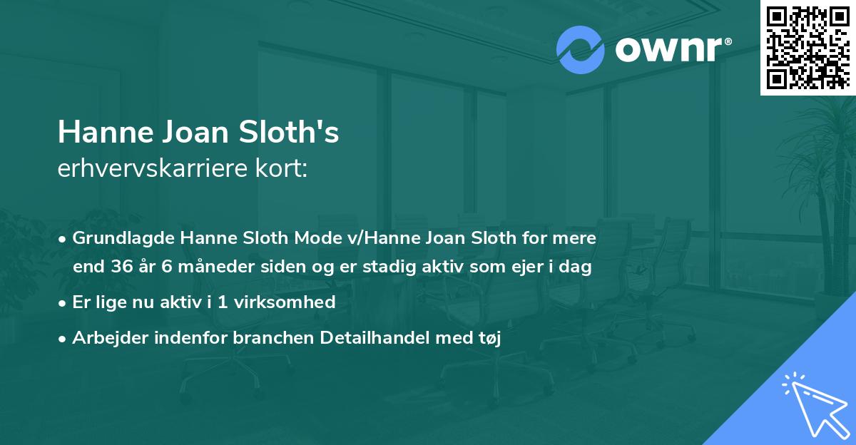 Hanne Joan Sloth's erhvervskarriere kort