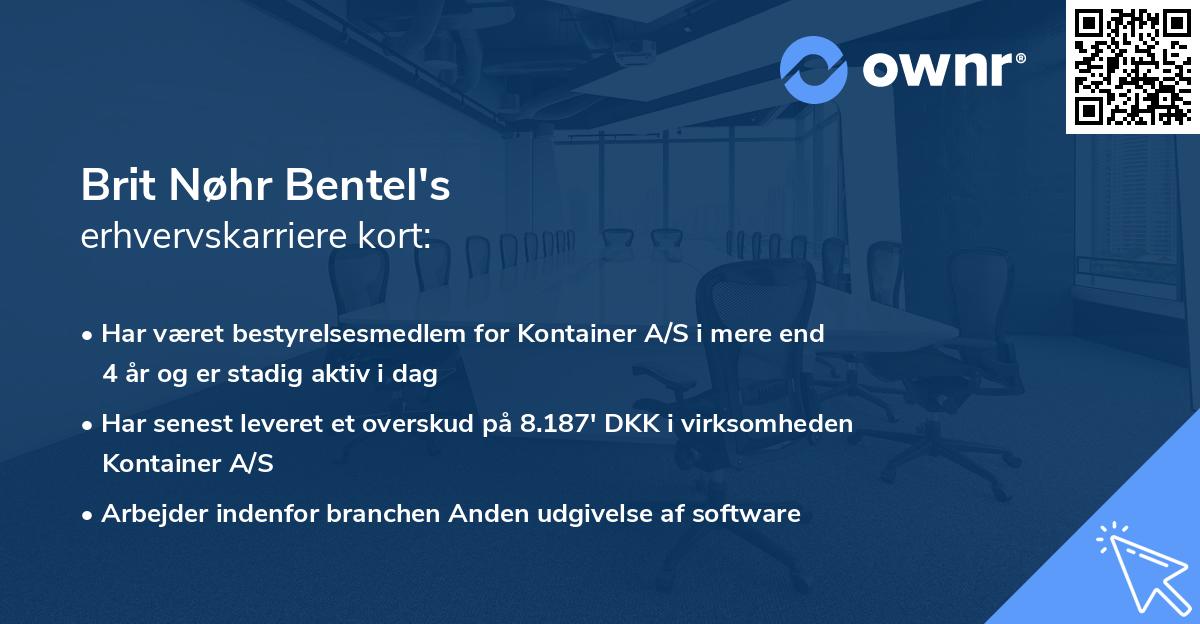 Brit Nøhr Bentel's erhvervskarriere kort