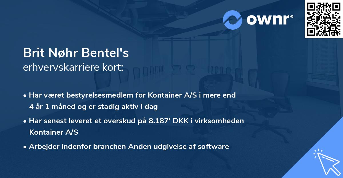 Brit Nøhr Bentel's erhvervskarriere kort