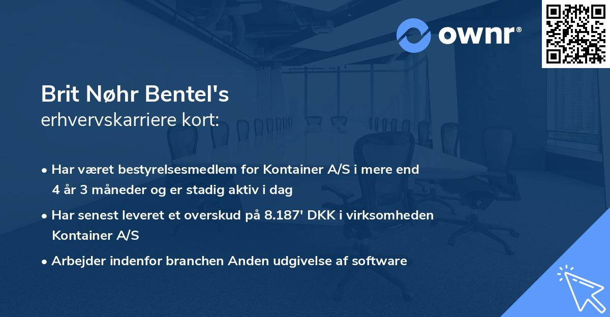 Brit Nøhr Bentel's erhvervskarriere kort