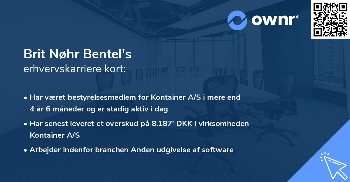 Brit Nøhr Bentel's erhvervskarriere kort