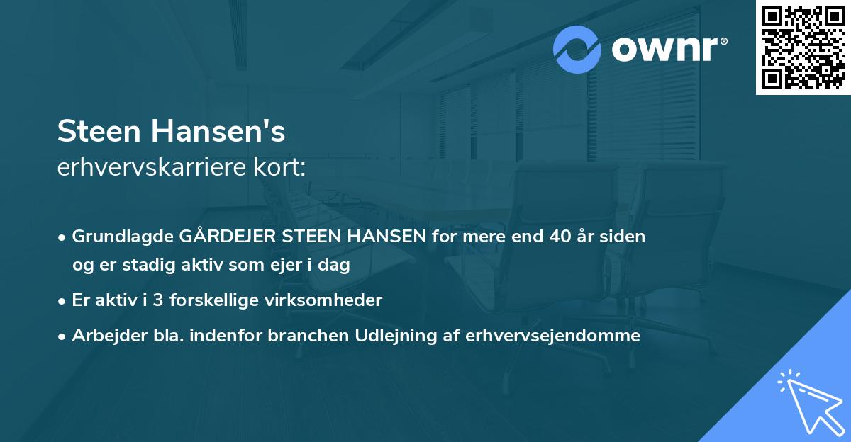 Steen Hansen's erhvervskarriere kort