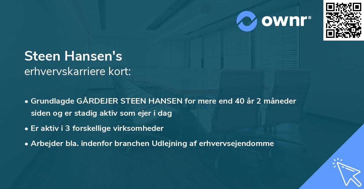 Steen Hansen's erhvervskarriere kort
