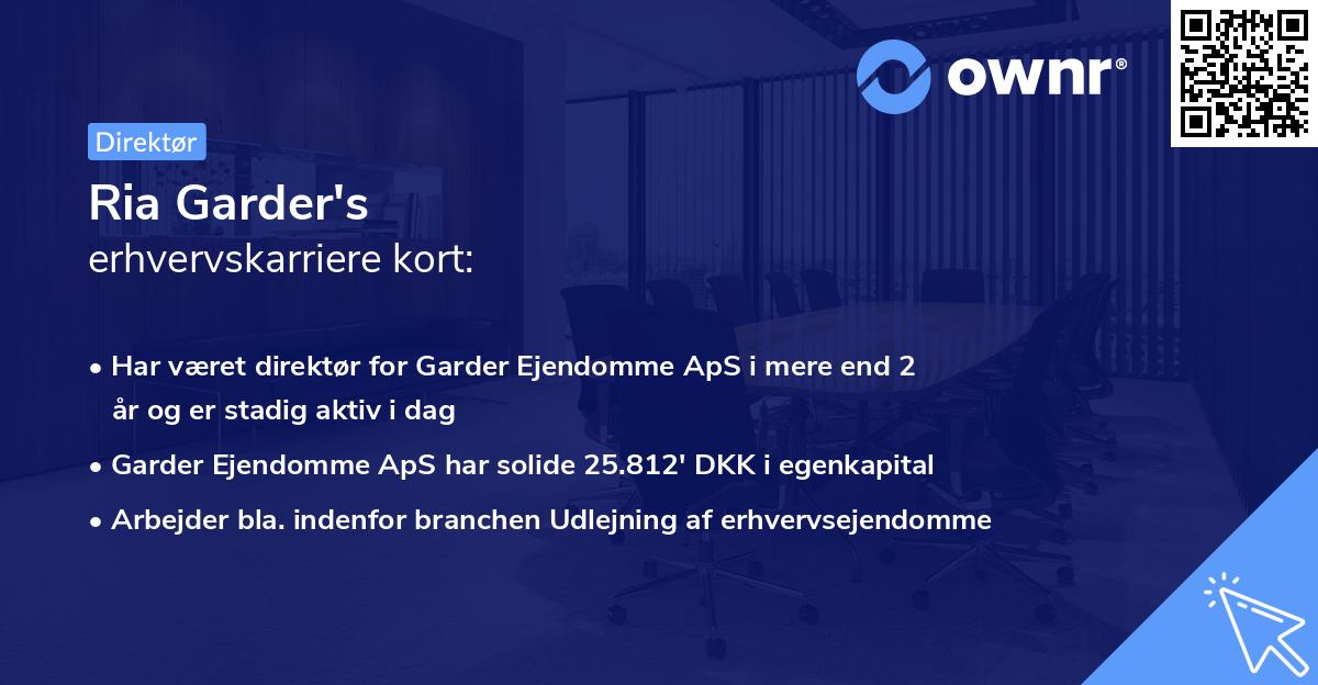 Ria Garder's erhvervskarriere kort