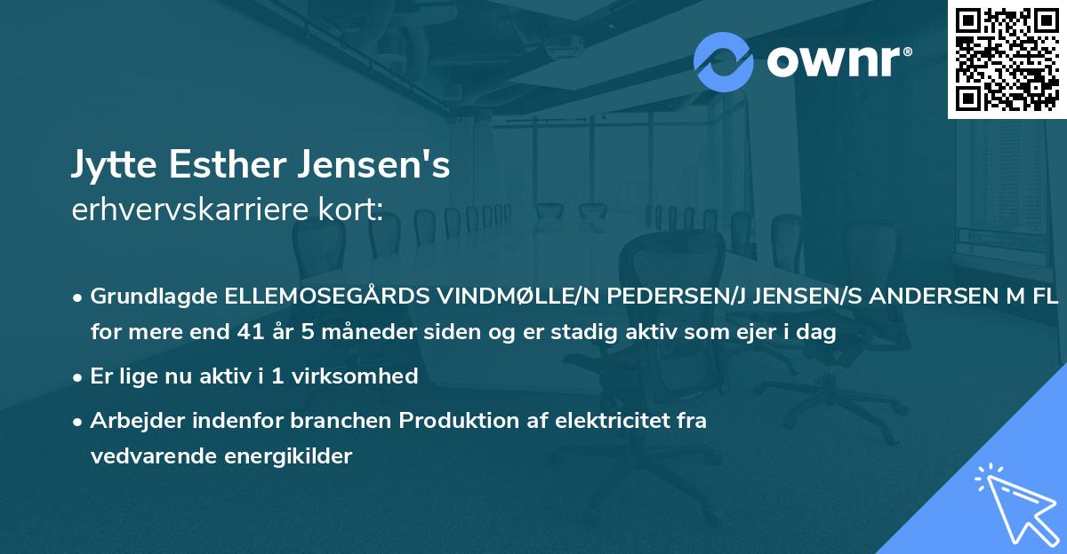 Jytte Esther Jensen's erhvervskarriere kort
