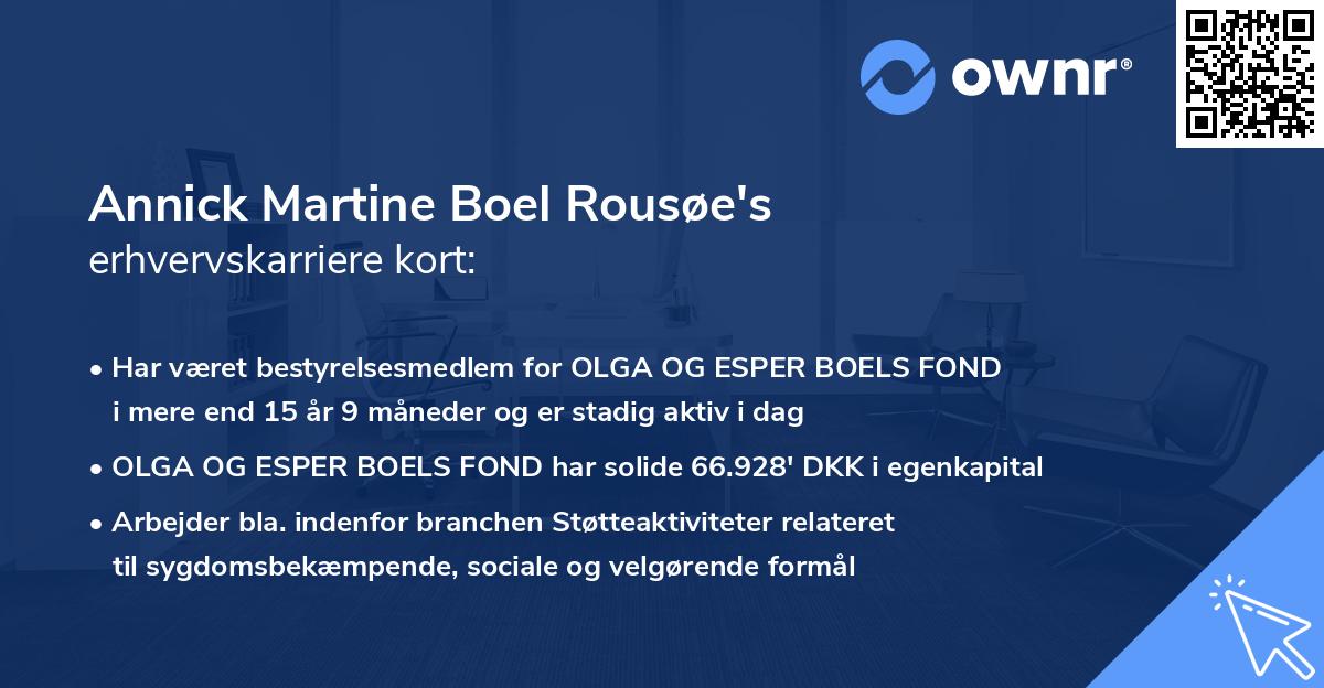 Annick Martine Boel Rousøe's erhvervskarriere kort