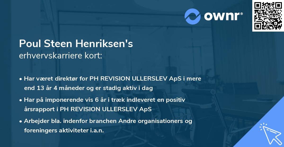 Poul Steen Henriksen's erhvervskarriere kort