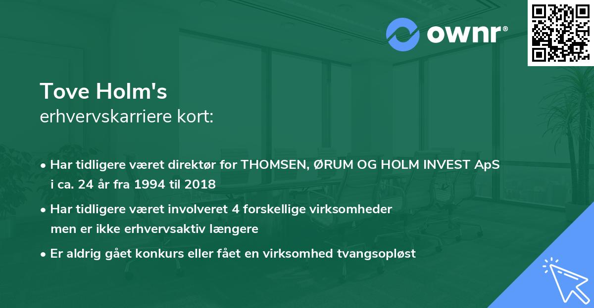 Tove Holm's erhvervskarriere kort