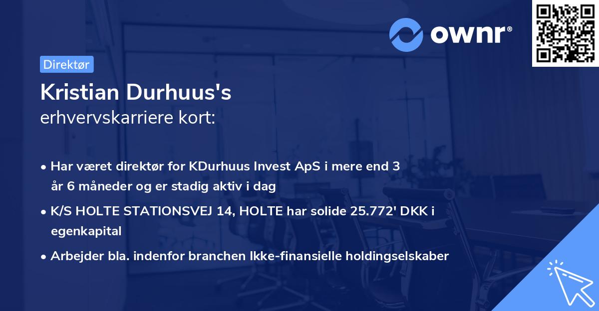 Kristian Durhuus's erhvervskarriere kort