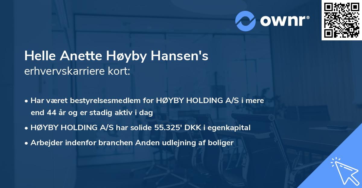 Helle Anette Høyby Hansen's erhvervskarriere kort