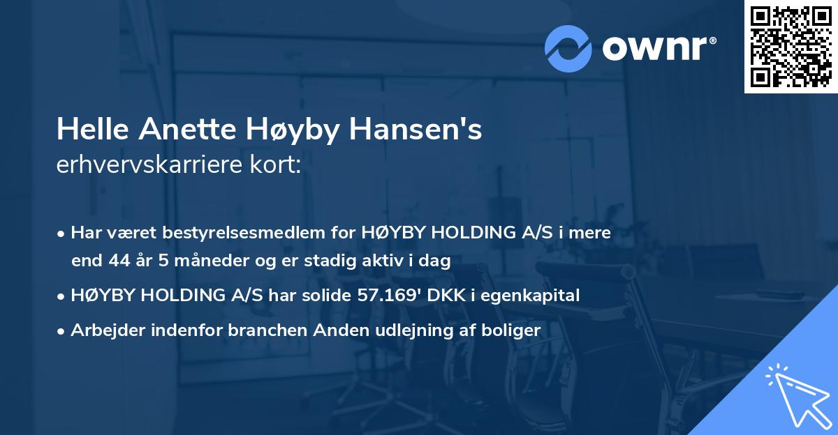 Helle Anette Høyby Hansen's erhvervskarriere kort