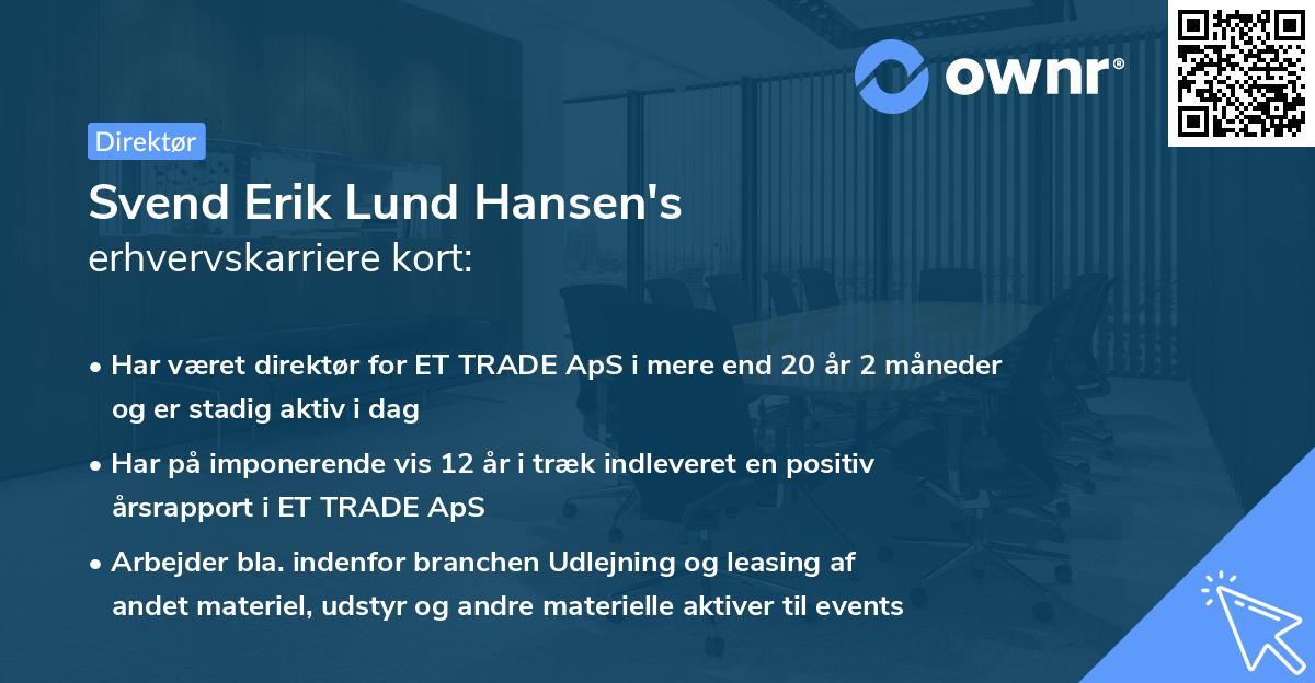 Svend Erik Lund Hansen's erhvervskarriere kort