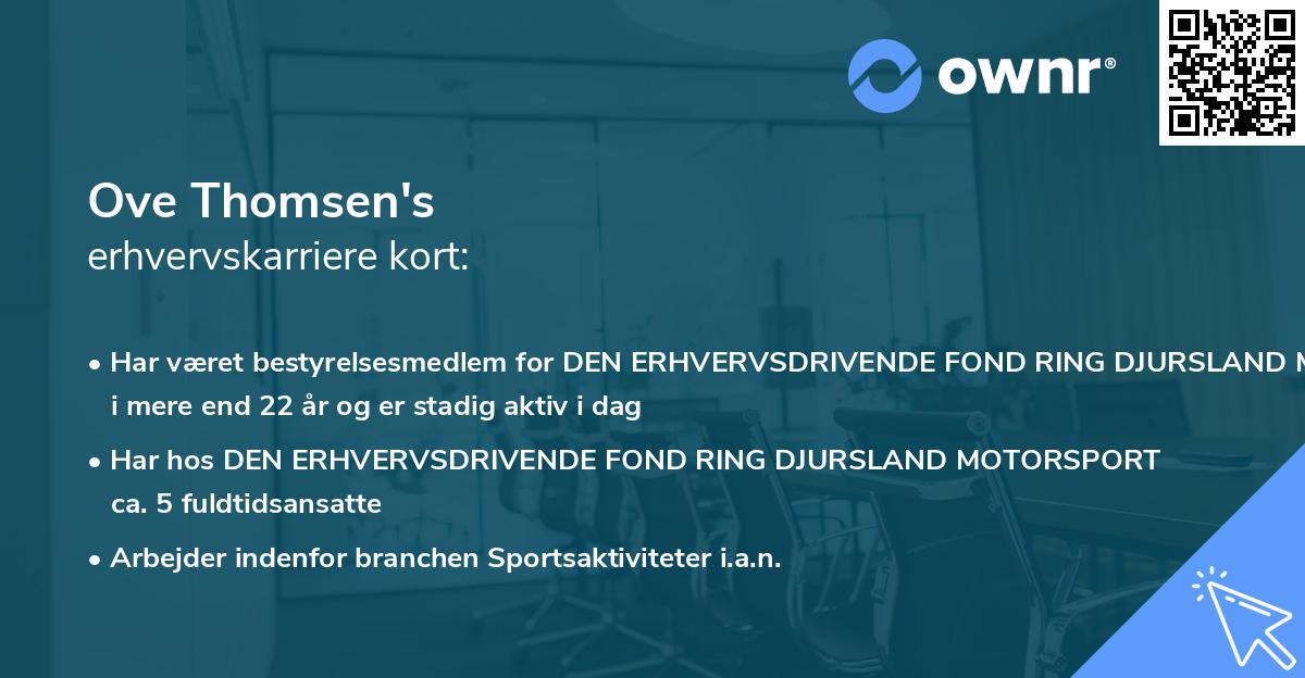 Ove Thomsen's erhvervskarriere kort