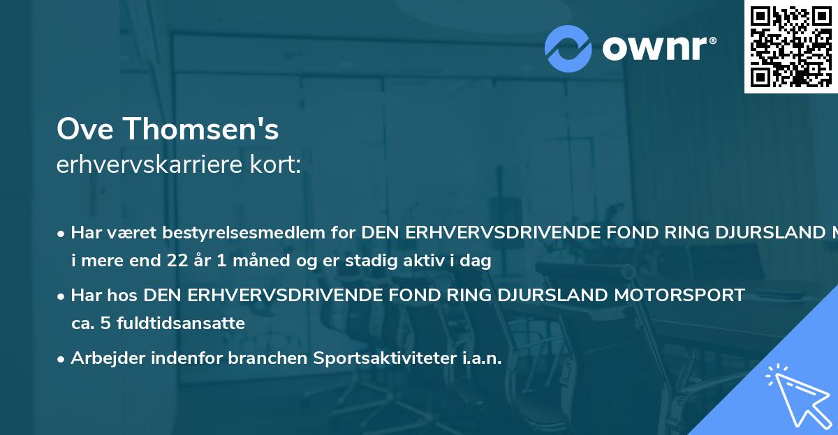 Ove Thomsen's erhvervskarriere kort