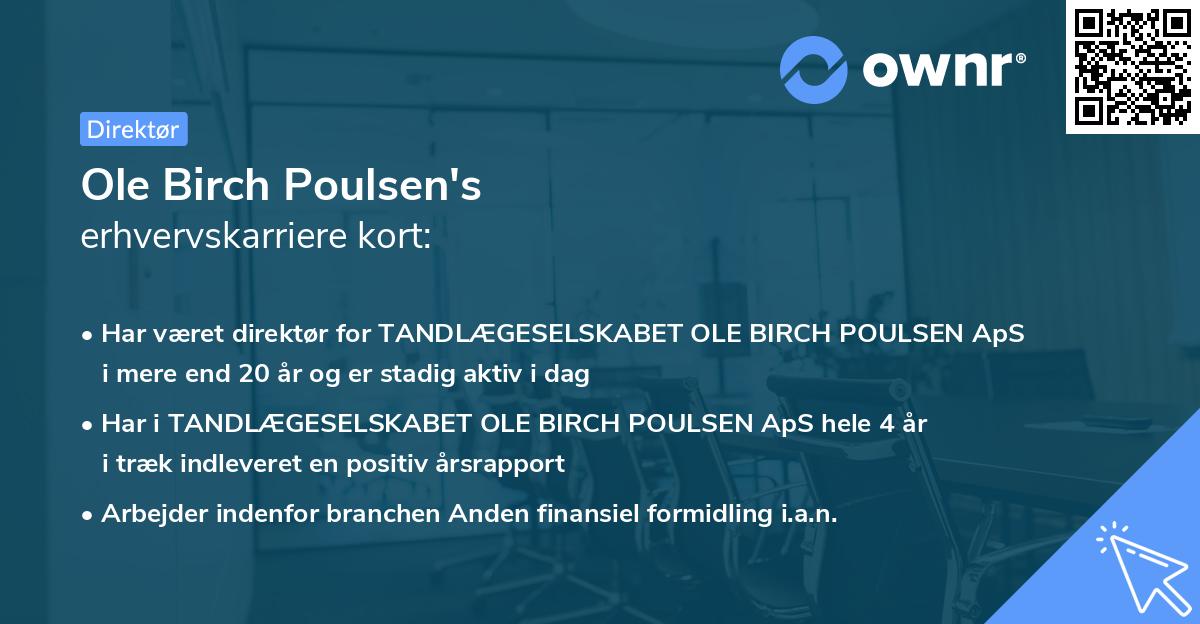 Ole Birch Poulsen's erhvervskarriere kort