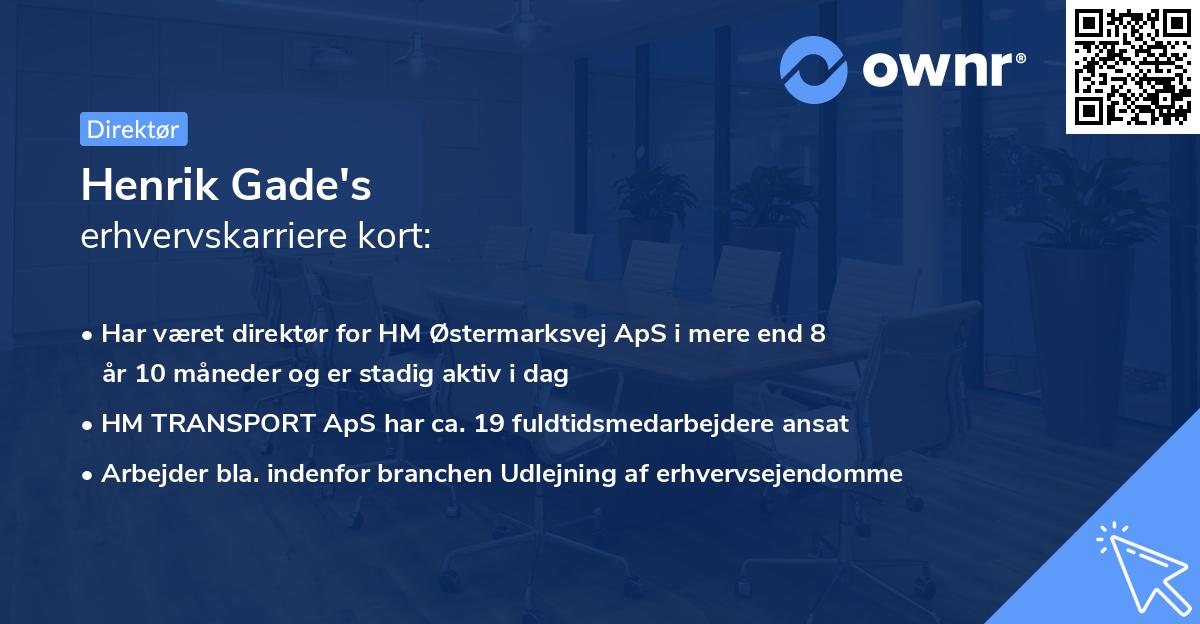 Henrik Gade's erhvervskarriere kort