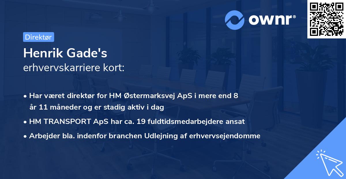 Henrik Gade's erhvervskarriere kort