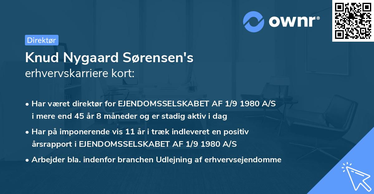 Knud Nygaard Sørensen's erhvervskarriere kort