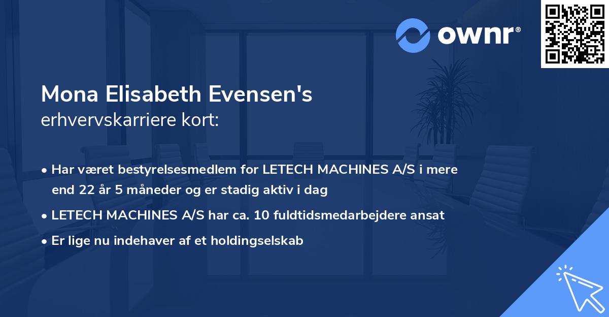 Mona Elisabeth Evensen's erhvervskarriere kort