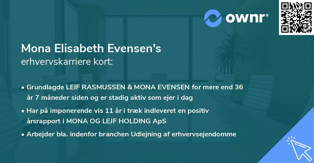 Mona Elisabeth Evensen's erhvervskarriere kort
