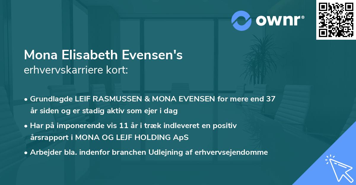 Mona Elisabeth Evensen's erhvervskarriere kort