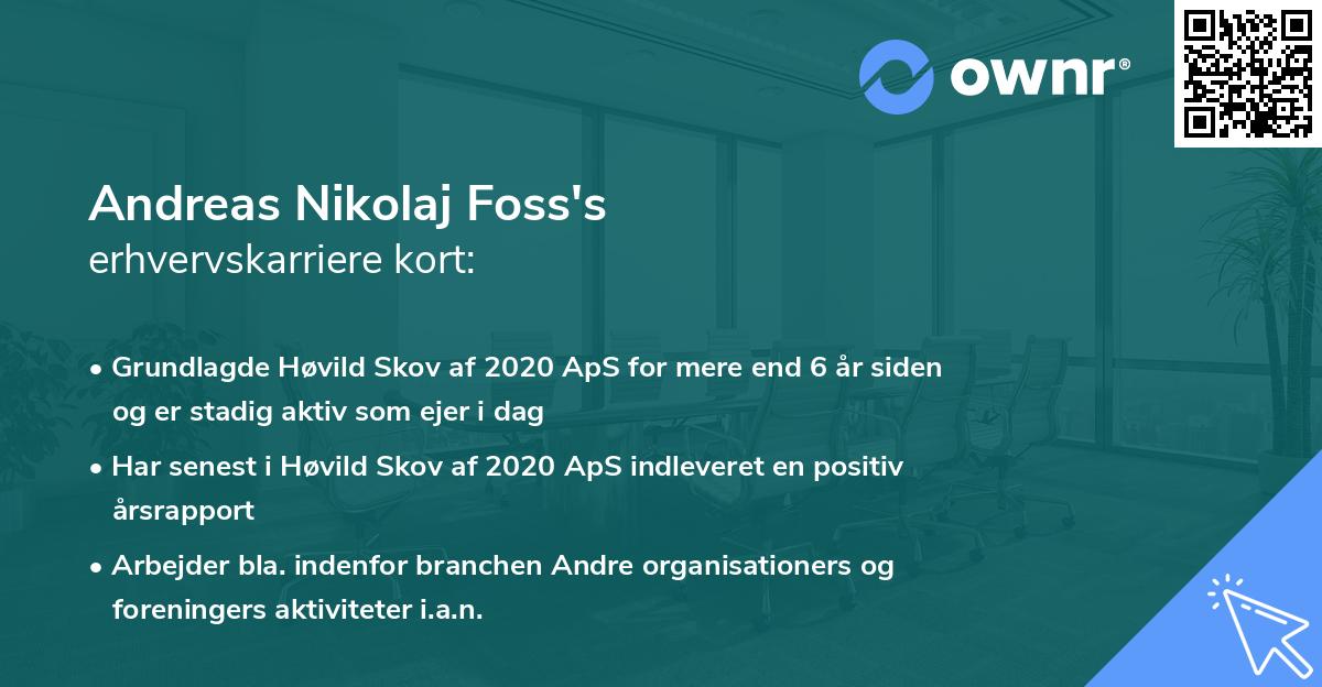 Andreas Nikolaj Foss's erhvervskarriere kort