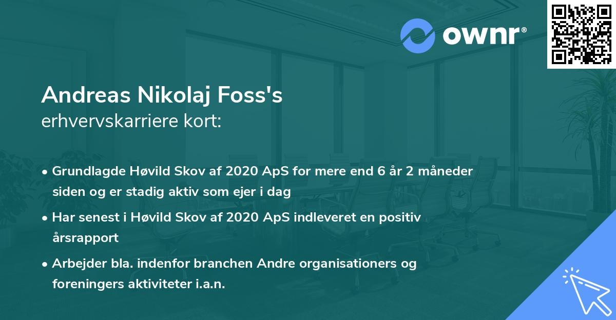 Andreas Nikolaj Foss's erhvervskarriere kort