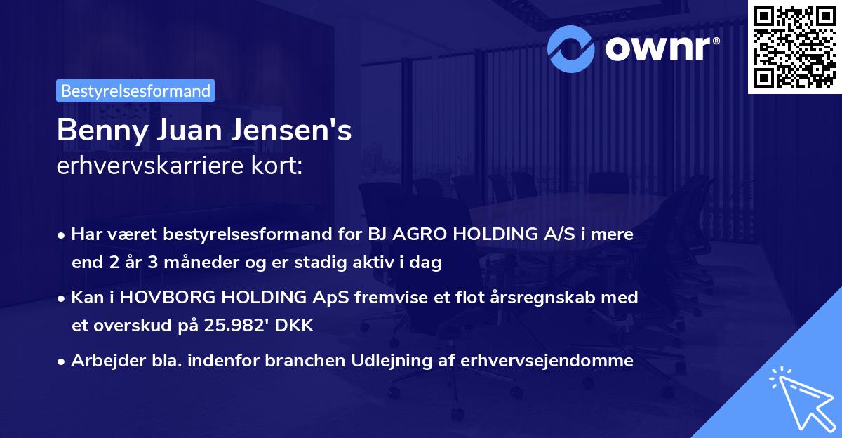 Benny Juan Jensen's erhvervskarriere kort