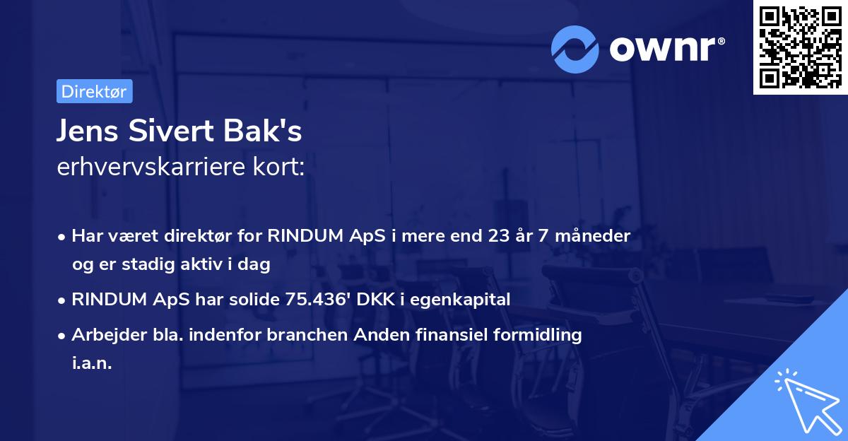 Jens Sivert Bak's erhvervskarriere kort