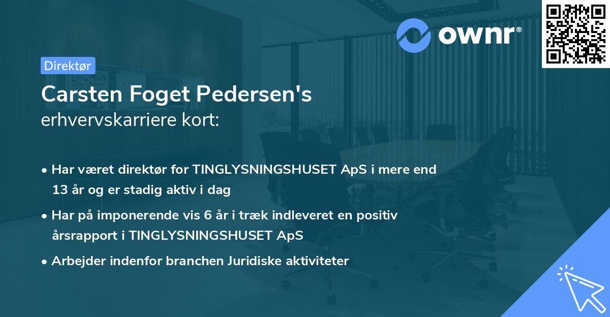 Carsten Foget Pedersen's erhvervskarriere kort