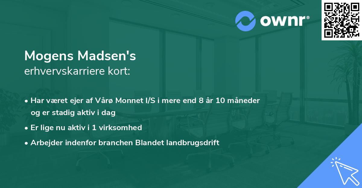 Mogens Madsen's erhvervskarriere kort