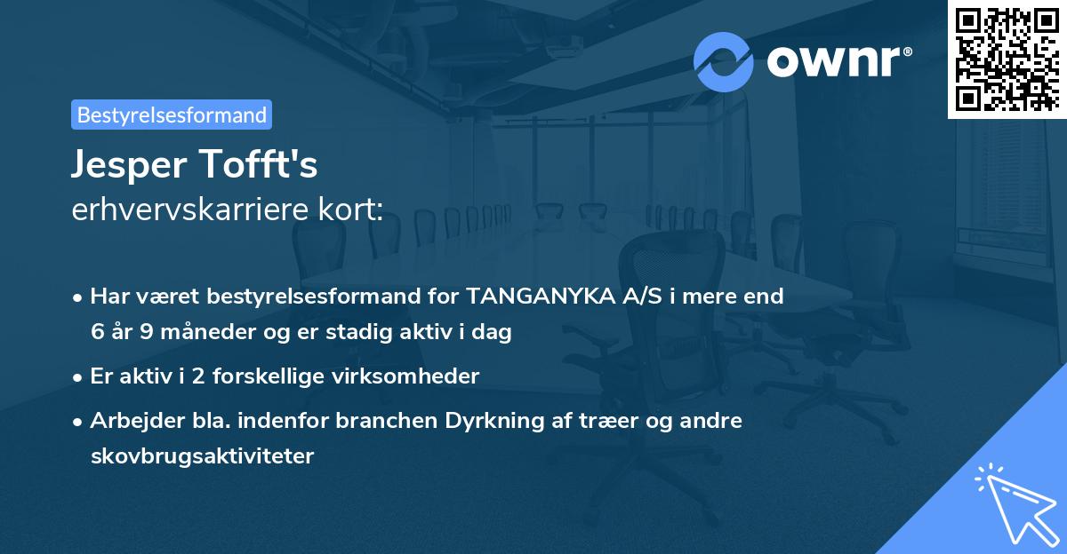 Jesper Tofft's erhvervskarriere kort