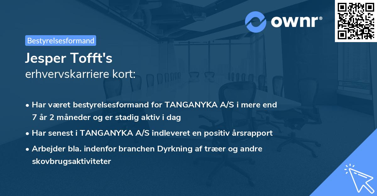 Jesper Tofft's erhvervskarriere kort