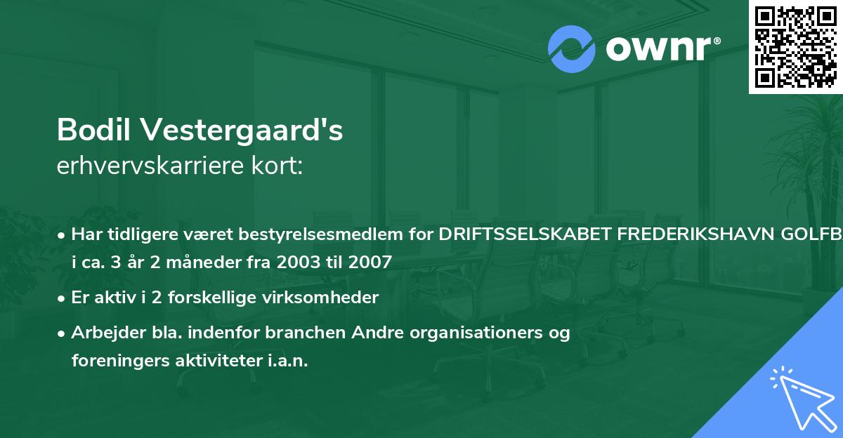 Bodil Vestergaard's erhvervskarriere kort