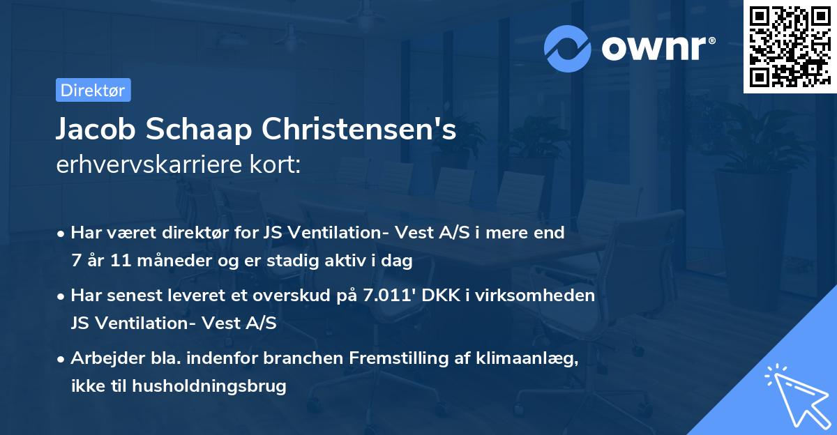 Jacob Schaap Christensen's erhvervskarriere kort