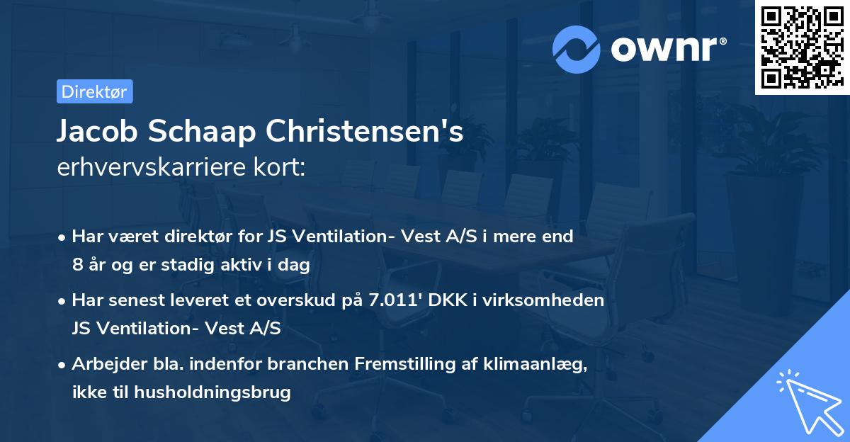 Jacob Schaap Christensen's erhvervskarriere kort