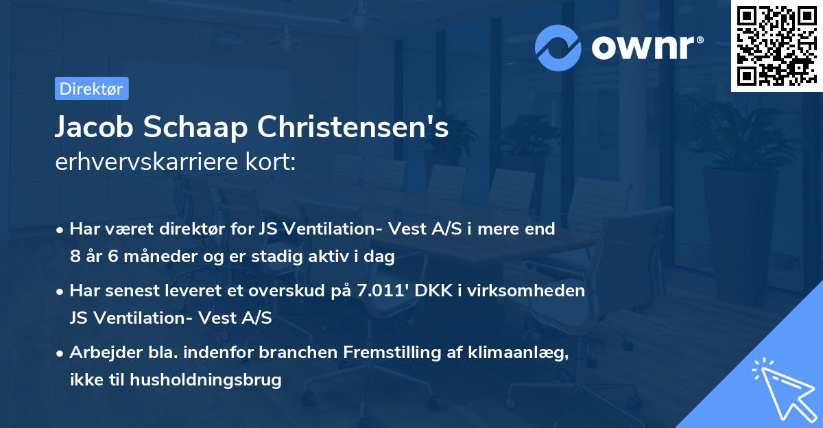 Jacob Schaap Christensen's erhvervskarriere kort