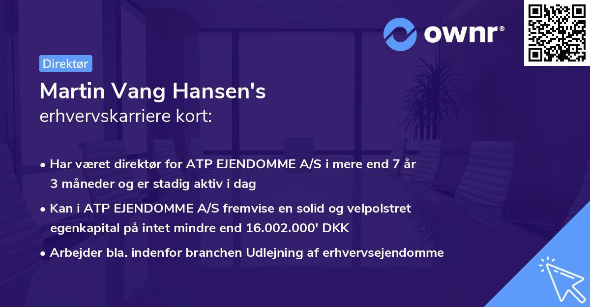 Martin Vang Hansen's erhvervskarriere kort