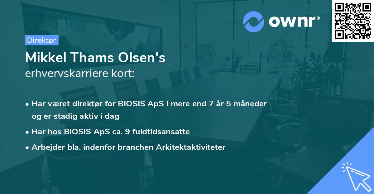 Mikkel Thams Olsen's erhvervskarriere kort