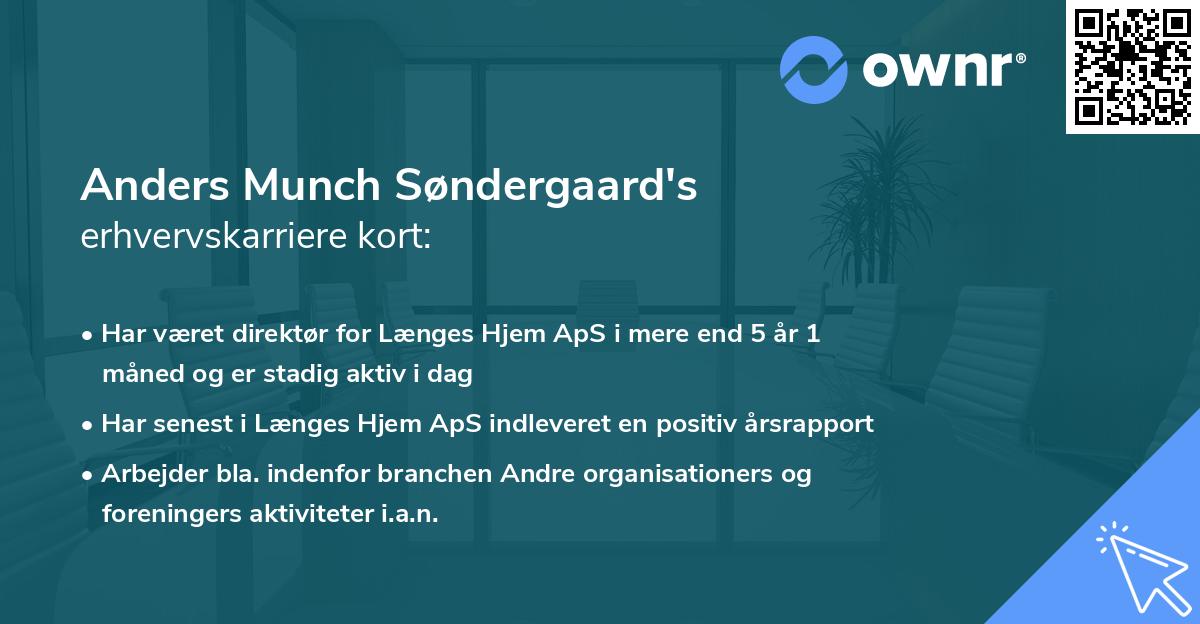 Anders Munch Søndergaard's erhvervskarriere kort