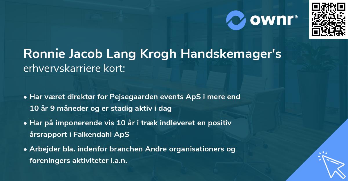 Ronnie Jacob Lang Krogh Handskemager's erhvervskarriere kort