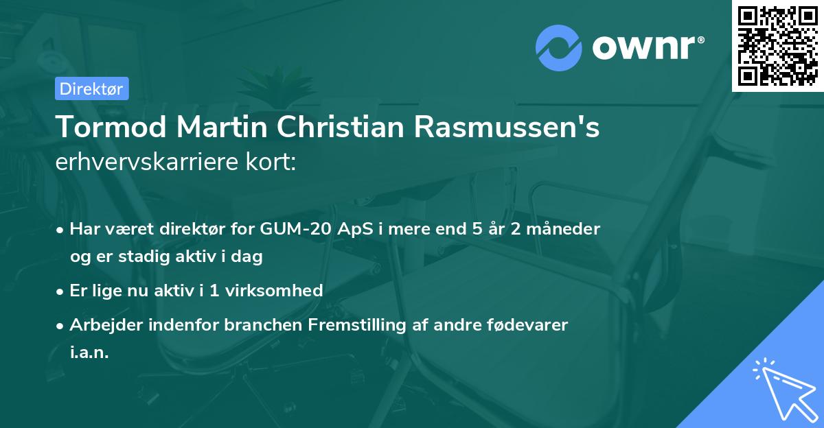 Tormod Martin Christian Rasmussen's erhvervskarriere kort